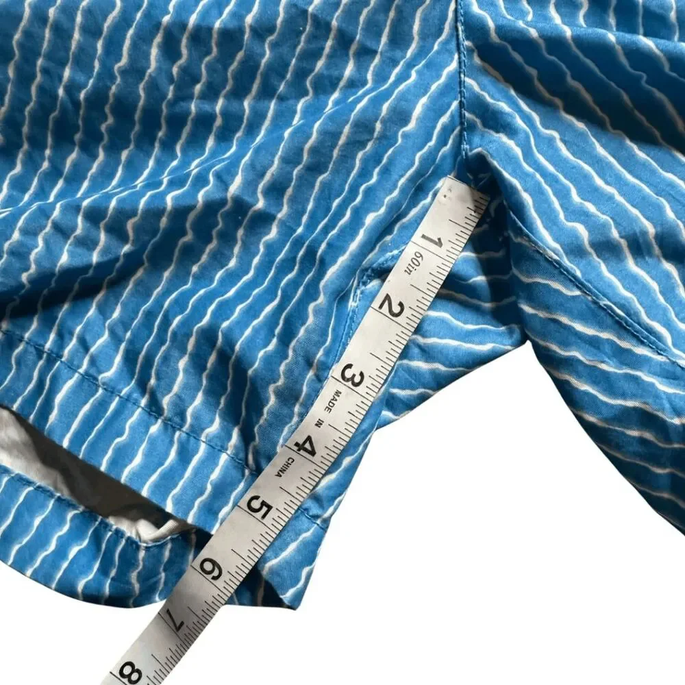 Beach Bros Mens Drawstring Striped Surfer‎ Swim Trunks Blue White Size Medium